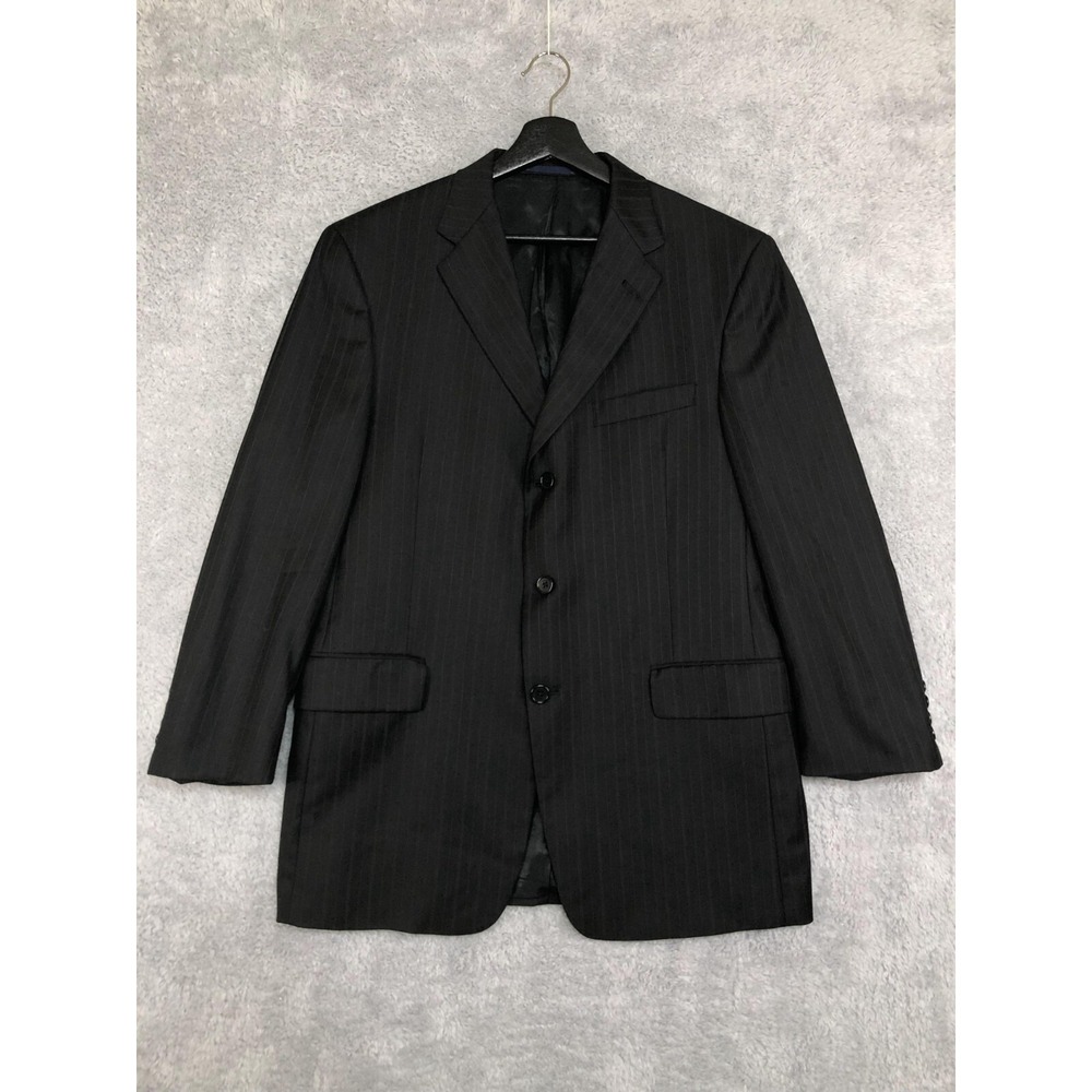 Loro Piana Daniel Cremieux Blazer Sport Coat Mens 42R Black 100% Wool Stripe